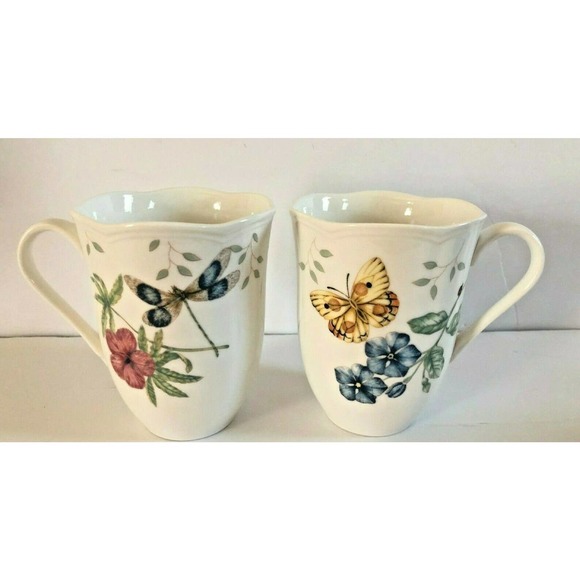 Lenox Butterfly Meadow Scalloped Mugs Set of 2